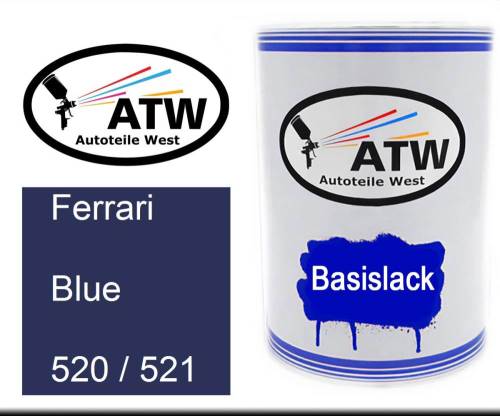 Ferrari, Blue, 520 / 521: 500ml Lackdose, von ATW Autoteile West.